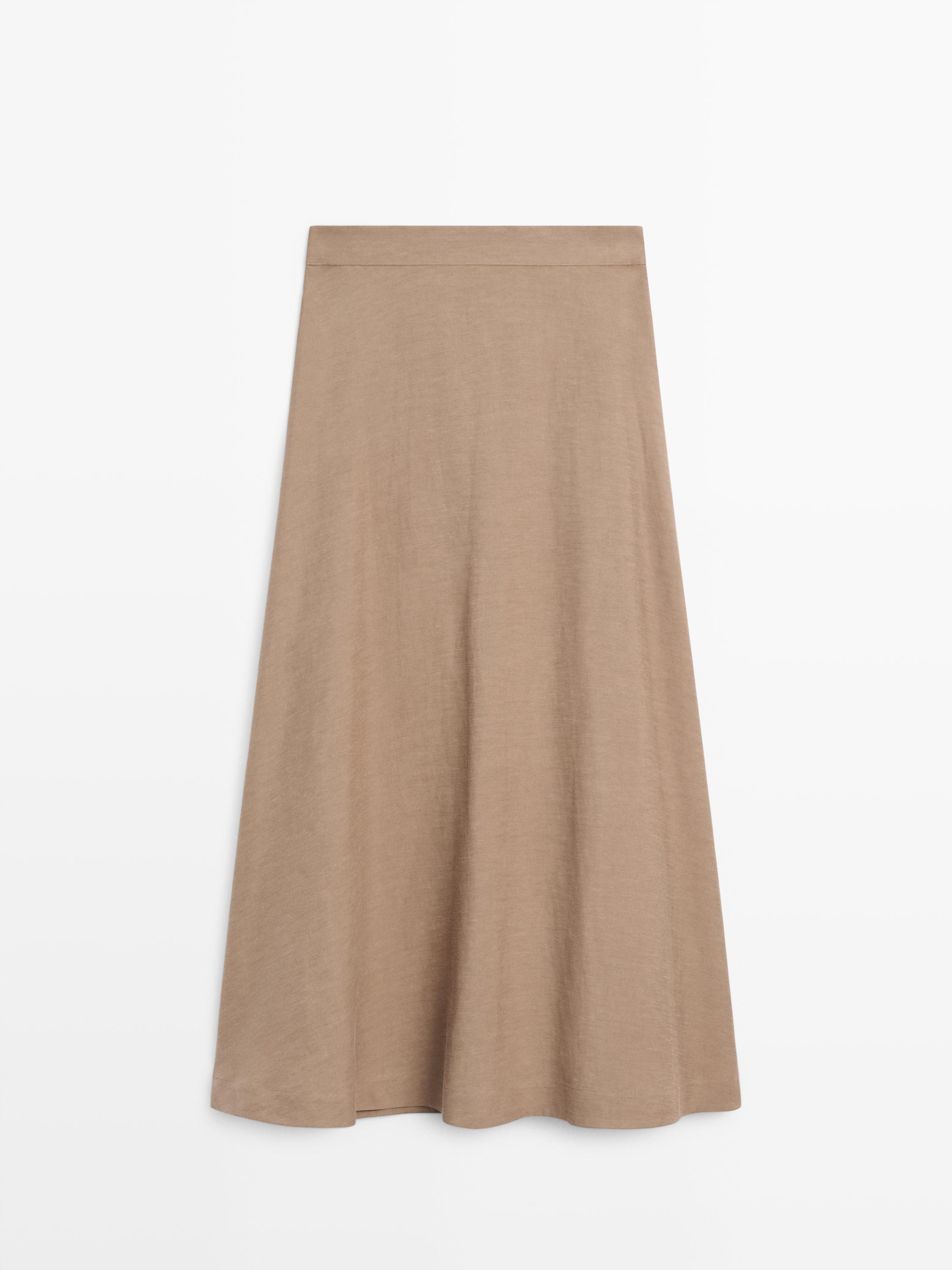 Jupe midi évasée à taille élastique